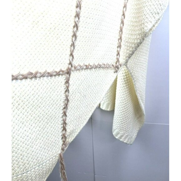 Knox Rose One Size Kimono Ivory Brown Bohemian Boho Hippie Knit Warm Knit Open - Picture 3 of 7